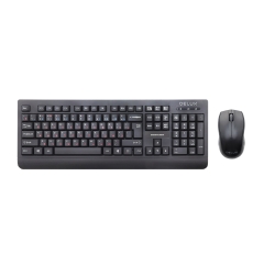 Клавиатура и мышь Delux DLD-6075OUB, Black, 104 keys, KZ/EN/RU, 1000DPI, 1.6 m