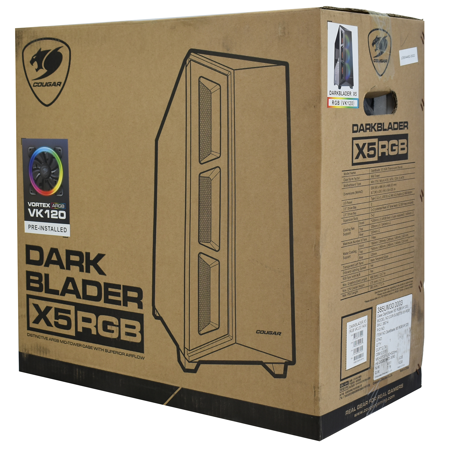 Корпус ATX midi tower Cougar Dark Blader X5 RGB, (без БП), black