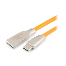 Кабель USB, Cablexpert CC-G-USBC01O-1M, 1.0м, Оранжевый