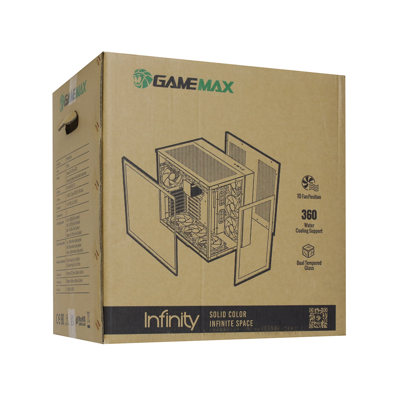 Корпус ATX midi tower GameMax, Infinity White, (без БП), Белый