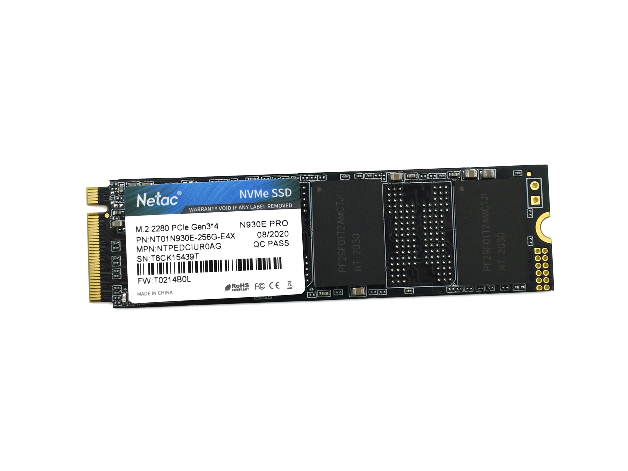 Твердотельный накопитель SSD M.2 PCIe Netac N930E Pro, NT01N930E-256G-E4X, 256 GB