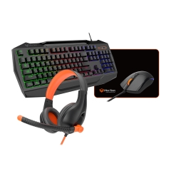 Клавиатура+мышь+коврик для мыши+ наушники, USB, MeeTion C490, черный